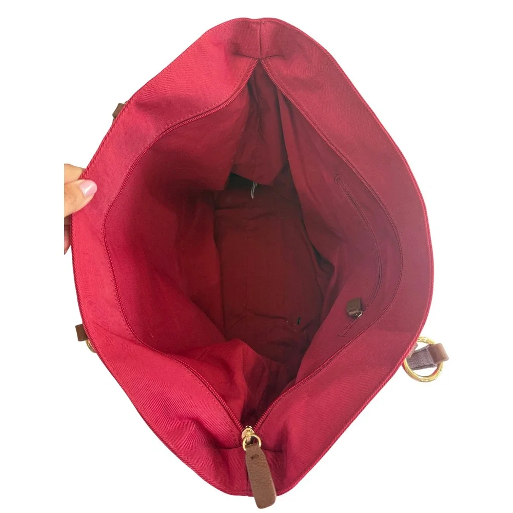Banana Republic Weekend Tote Women OS Red  Nylon Faux Leather S/924395-04